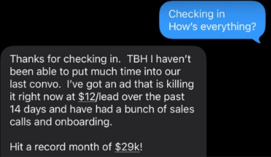 Jeremy's message: Hit a record month of $29k!
